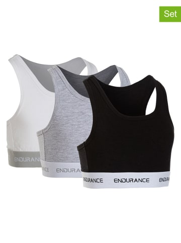 Endurance 3er-Set: Sport-BHs in Schwarz/ Grau/ Weiß