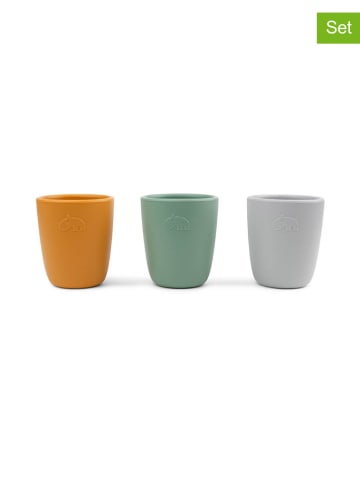 done by deer 3-delige set: siliconen drinkbekers geel/groen/grijs
