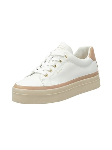 GANT Footwear Skórzane sneakersy "Avona" w kolorze biało-jasnobrązowym