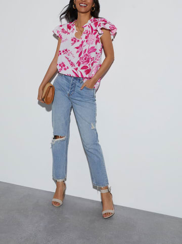 Milan Kiss Bluse in Weiß/ Pink