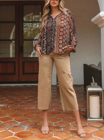 Milan Kiss Bluse in Schwarz/ Camel