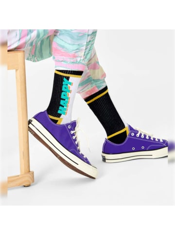 Happy Socks Skarpety "Happy text" w kolorze czarno-białym