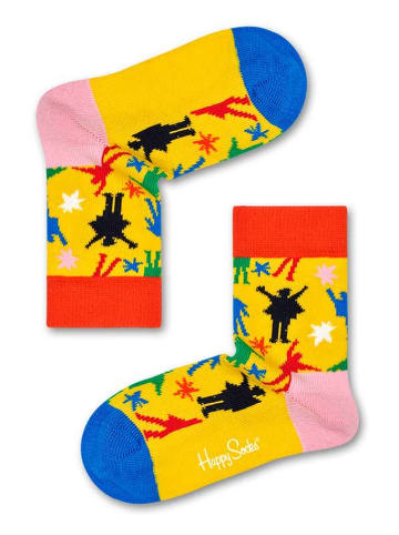 Happy Socks Skarpety "Beatles Helping Hands" w kolorze żółto-niebiesko-czerwonym