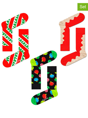 Happy Socks 3-delige geschenkset rood/zwart