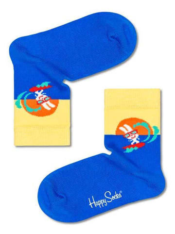 Happy Socks Skarpety "Surfing Bunny" w kolorze niebiesko-żółtym