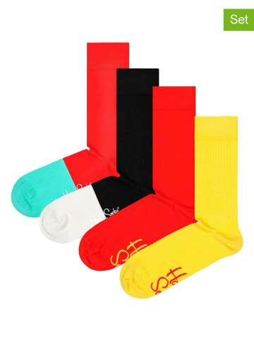 Happy Socks Skarpety (4 pary) w kolorze czarno-czerwono-żółtym