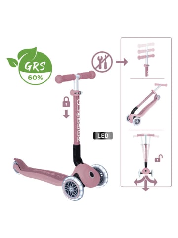 GLOBBER Scooter "Junior Foldable Lights Eco" mit Leuchtrollen in Rosa - ab 2 Jahren