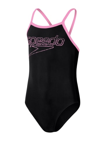 Speedo Badeanzug "Logo Thinstrap Muscleback" in Schwarz