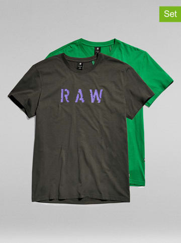 G-Star 2-delige set: shirts antraciet/groen