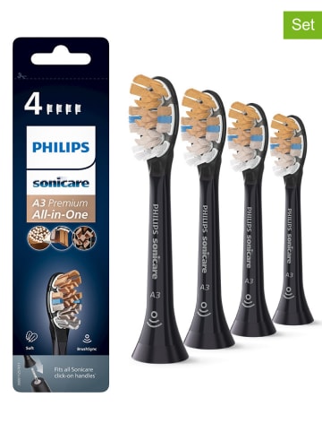 PHILIPS sonicare 4-delige set: opzetborstels "A3 Premium All-in-One" zwart