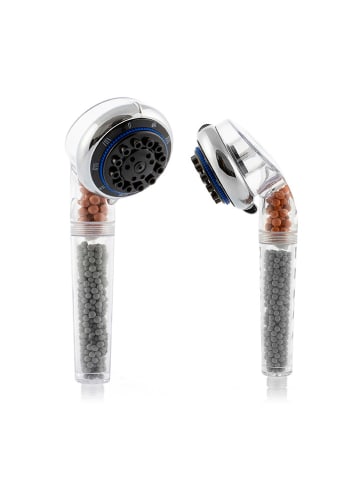 InnovaGoods Mineral-Duschkopf in Silber/ Transparent - (H)25 x Ø 9 cm