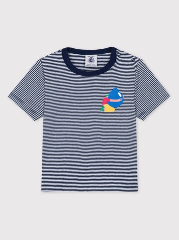 PETIT BATEAU Shirt in Dunkelblau/ WeiÃŸ