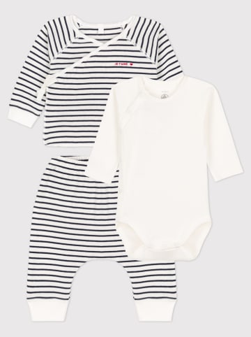 PETIT BATEAU 3-delige outfit wit/donkerblauw