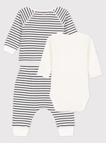 PETIT BATEAU 3-delige outfit wit/donkerblauw