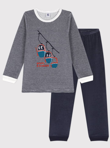 PETIT BATEAU Pyjama donkerblauw/wit