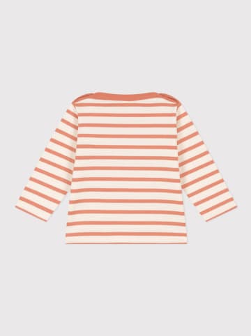 PETIT BATEAU Longsleeve in Apricot/ WeiÃŸ