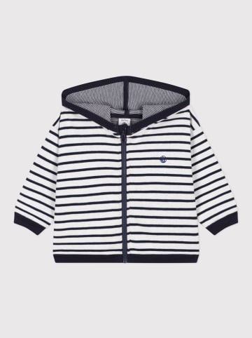 PETIT BATEAU Sweatjacke in Dunkelblau/ Weiß