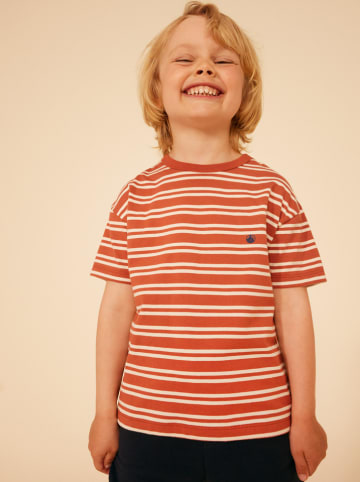 PETIT BATEAU Shirt in Orange/ Weiß