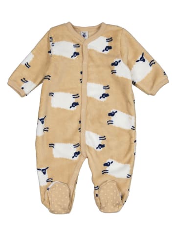 PETIT BATEAU Strampler in Beige/ Weiß