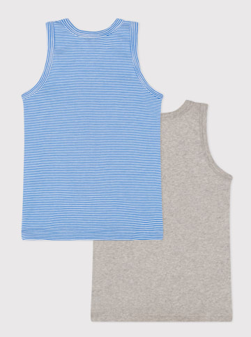 PETIT BATEAU 2-delige set: onderhemden grijs/blauw