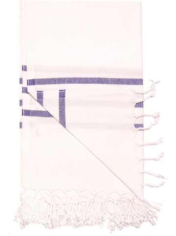 Towel to Go Hamamtuch in Weiß/ Blau - (L)180 x (B)100 cm