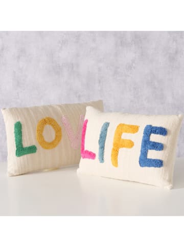 Boltze Poduszki (2 szt.) "Love Life" w kolorze kremowym ze wzorem - 30 x 50 cm