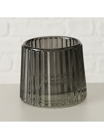 Boltze 4er-Set: Teelichthalter "Sabena" in Grau - (H)7 cm