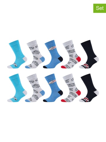 camano 10er-Set: Socken in Blau/ Schwarz/ Hellgrau
