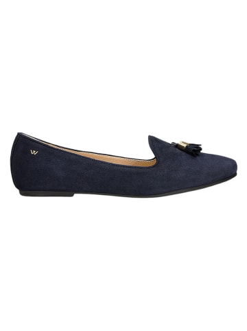 Wojas Leren ballerina's donkerblauw