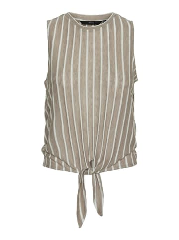 Vero Moda Top "Lana" w kolorze beżowo-białym