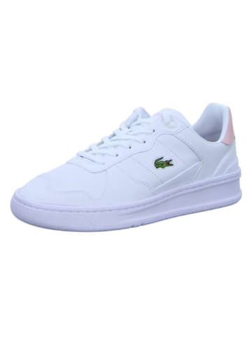 Lacoste Skórzane sneakersy "Perf-Shot" w kolorze biało-jasnoróżowym