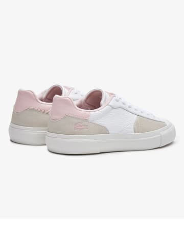 Lacoste Skórzane sneakersy w kolorze biało-jasnoróżowym