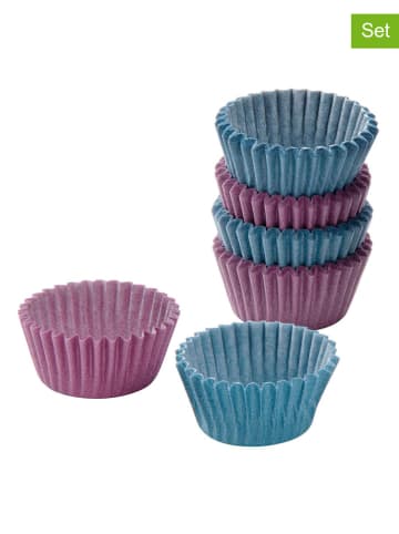 Zenker 2-delige set: papieren muffinvormpjes lichtroze/blauw - 2x 100 stuks