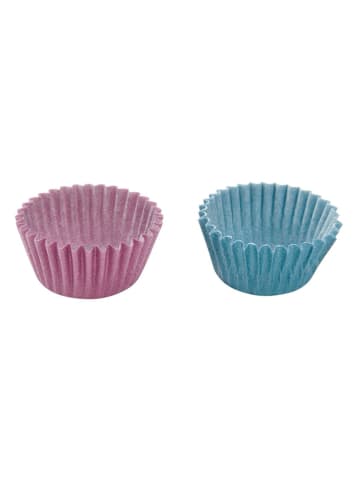 Fackelmann 2-delige set: papieren muffinvormpjes lichtroze/blauw - 2x 100 stuks