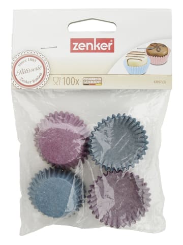 Zenker 2-delige set: papieren muffinvormpjes lichtroze/blauw - 2x 100 stuks