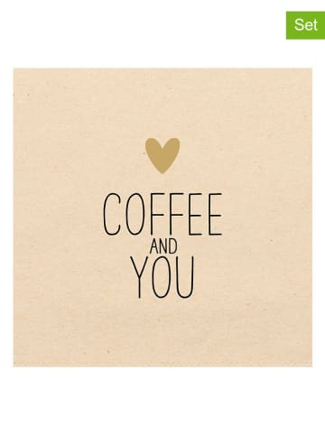 ppd 2er-Set: Servietten "Coffee + You" in Beige/ Schwarz - 2x 20 Stück