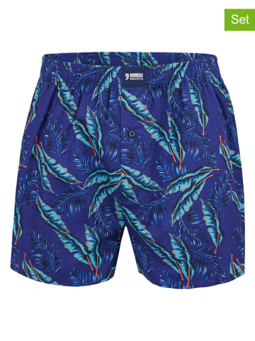 Happy Shorts 2er-Set: Webboxershorts in Dunkelblau