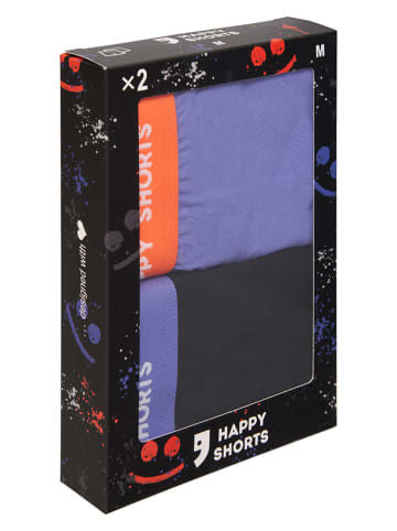 Happy Shorts 2er-Set: Boxershorts in Schwarz/ Lila