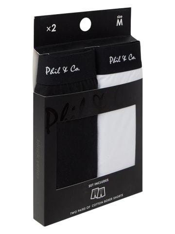 Phil & Co. Berlin  2er-Set: Boxershorts in Weiß/ Schwarz