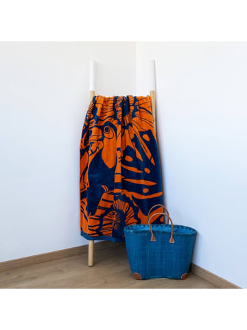 Le Comptoir de la Plage Strandtuch "Soglio" in Dunkelblau/ Orange - (L)170 x (B)90 cm