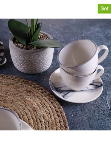 Hermia 6er-Set: Kaffeetasse in Weiß/ Dunkelblau - 210 ml