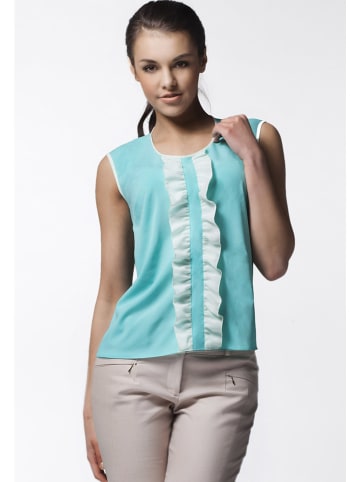 Awama Top turquoise/wit