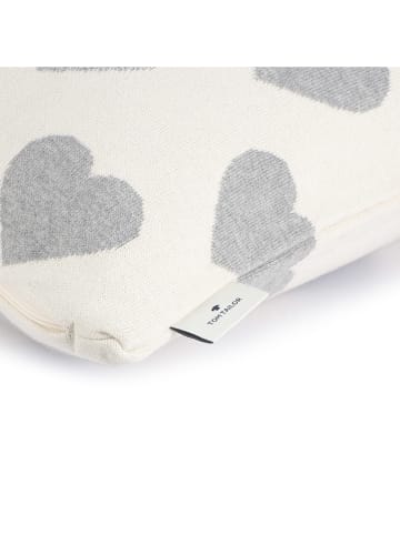 Tom Tailor home Kissenhülle "Hearts" in Creme/ Hellgrau