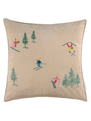 Tom Tailor home Kissenhülle "Ski" in Beige