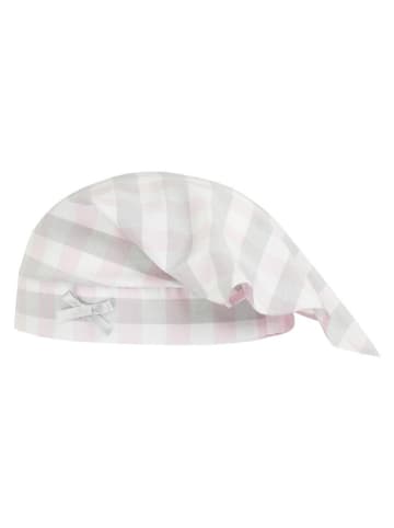 Döll Kopftuchmütze in Weiß/ Grau/ Rosa