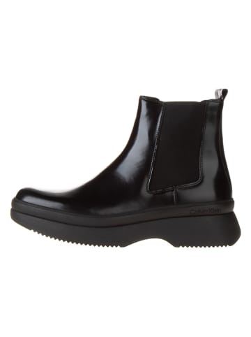 Calvin Klein Leder-Chelsea-Boots in Schwarz