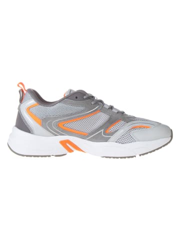 Calvin Klein Leder-Sneakers in Grau/ Orange
