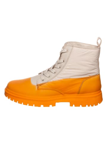Calvin Klein Leder-Boots in Orange/ Beige