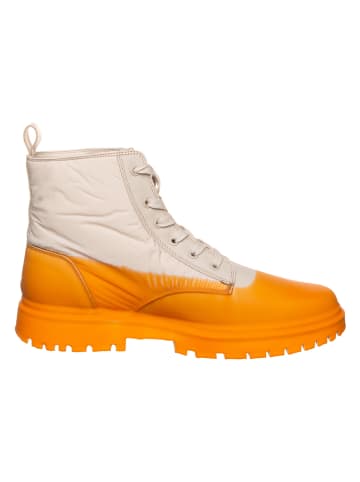 Calvin Klein Leder-Boots in Orange/ Beige