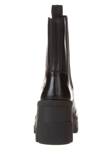 Calvin Klein Leder-Stiefeletten in Schwarz